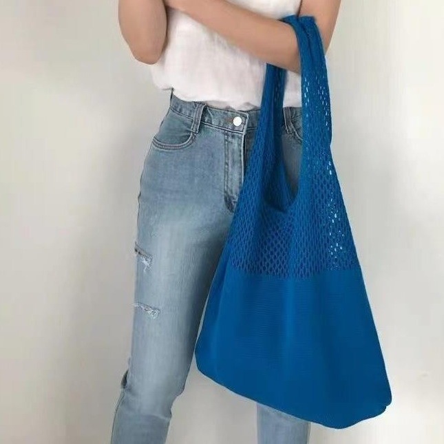 2022 verano nuevo estilo coreano bolsa de malla bolso de compras malla hueco bolsa de playa bolso de hombro de las mujeres