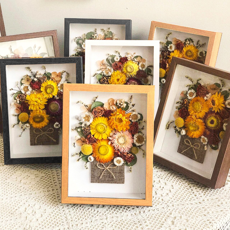 Hollow Dried Flower Photo Frame DIY Table Eternal Flower Preservation Stereoscopic Handmade Picture Frame Sanitary Paper Towel Rose Flower Photo Frame