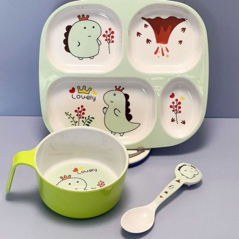 New children's meal set with anti-fall and anti-scald plate, children's bowl for home use, three-piece set of children's tableware for kindergarten New children's meal set with anti-fall and anti-scald plate, children's bowl for home use, three-piece set of children's tableware for kindergarten