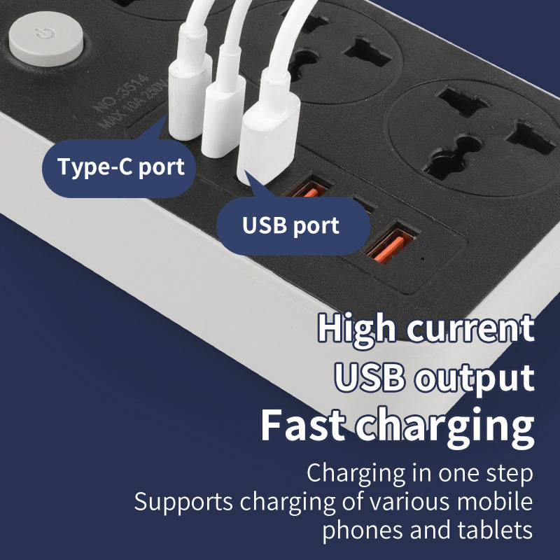 Transfronterizos enchufe inteligente USB doméstico enchufe de cable USB enchufe de cable USB multi-enchufe enchufe