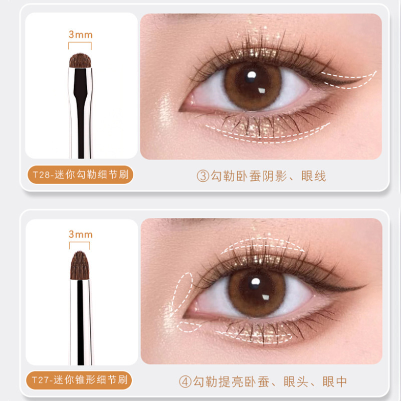4 pinceles de sombra de ojos de pelo de caballo, pinceles para manchas, pinceles para detalles, juego de pinceles de maquillaje para ojos, pinceles de maquillaje Cangzhou, herramientas de belleza