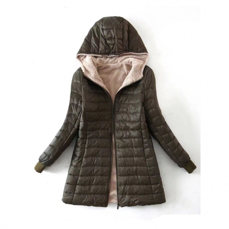 Women's Clothing autumn and winter new Korean version of the long hooded cotton coat women's lambskin warm cotton coat plus velvet jacket top_voghion.com