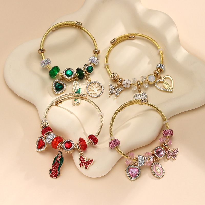 Panjia Bracelet: Dora DIY Beaded Bracelet, Popular in Foreign Trade, Religious Portrait Cross Bracelet, Color-retaining Stainless Steel Bangle Panjia Bracelet: Dora DIY Beaded Bracelet, Popular in Foreign Trade, Religious Portrait Cross Bracelet, Color-retaining Stainless Steel Bangle