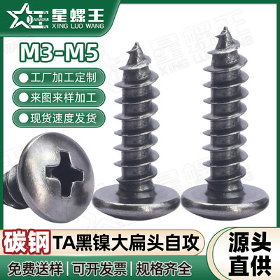 碳钢镀黑镍大扁头十字螺丝伞头螺钉TA蘑菇头螺丝钉M3/M3.5/M4/M5
