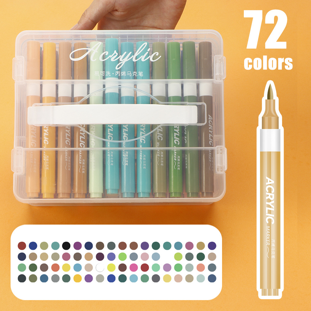 Caja de acrílico marcador de acrílico conjunto de cabeza suave pintura de los estudiantes puede plegar color fácil de lavar acuarela para niños al por mayor