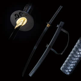 外贸爆款手工一体日本刀东洋居合长刀武士道纯黑打刀katana未开刃