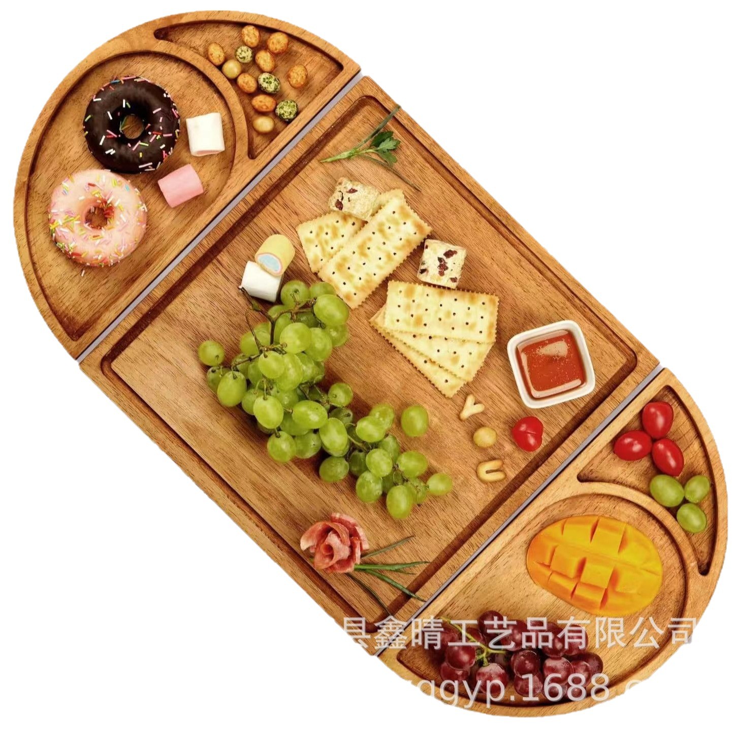 Bandeja de queso de madera maciza empalmada creativa Bandeja de comedor de madera multifuncional para el hogar Bandeja de fruta de bistec de madera en forma de corazón