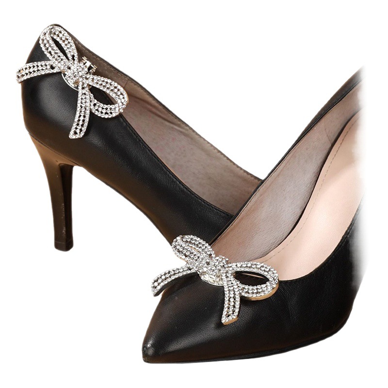 Clips para zapatos con lazo de diamantes de imitación transfronterizos, hebillas desmontables para zapatos, decoraciones de zapatos a la moda, accesorios para zapatos