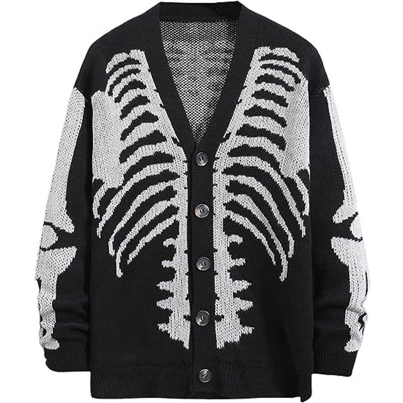 630g Weight Long Sleeve Sleeve Length Single Breasted Placket Type Women's Sweater Long Sleeve Sweaters & Cardigans Jacquard Rib-Knit Casual Skeleton