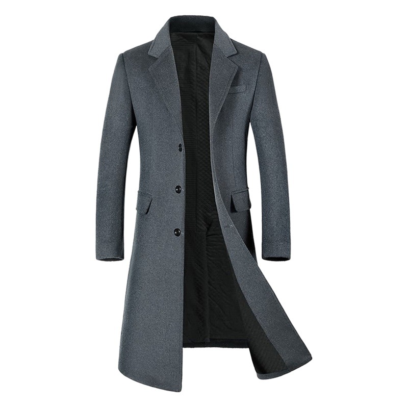 Capa de lana transfronteriza de los hombres de la Juventud de invierno de algodón y engrosamiento británico pintado largo de lana abrigo de los hombres