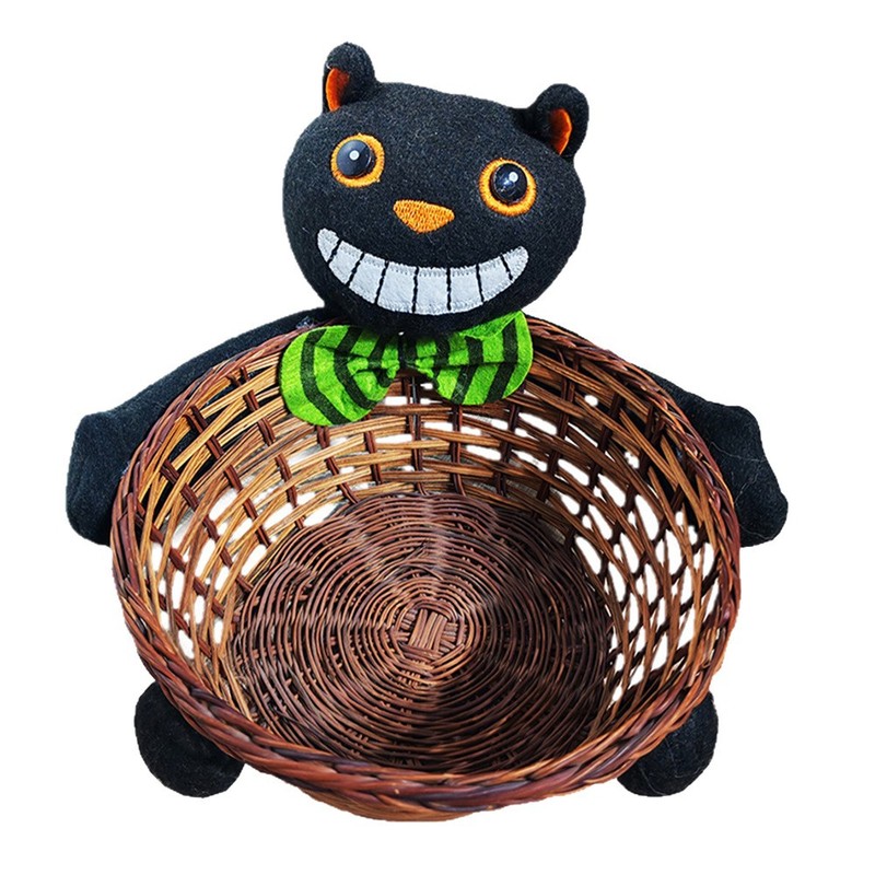新しいハロウィーン装飾パーティー用品ホームオフィスデスクトップ収納バスケットハロウィーン竹バスケットキャンディーバスケット卸売り|undefined
