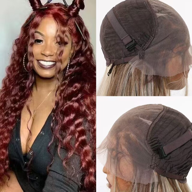 Cross-Border African Small Curly Wig Lace Front 13*6 Water Wave Curly Wig Synthetic Fiber Full Head Wig Fashion Trend