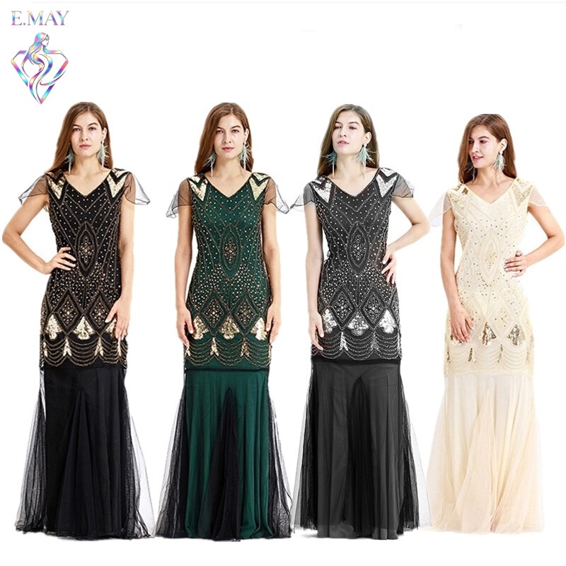 S-4Xl European and American Style 1920S Gatsby Costume Long Dress with Sequins for Amazon Stage Performance Party S-4Xl European and American Style 1920S Gatsby Costume Long Dress with Sequins for Amazon Stage Performance Party