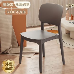 Thickened Plastic Chair, Comfortable for Long Sitting, Home Dining Table Dining Chair, Simple Stacking Commercial Stool with Backrest, Nordic Style