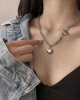 Retro pendant heart-shaped, metal necklace hip-hop style, European style, internet celebrity