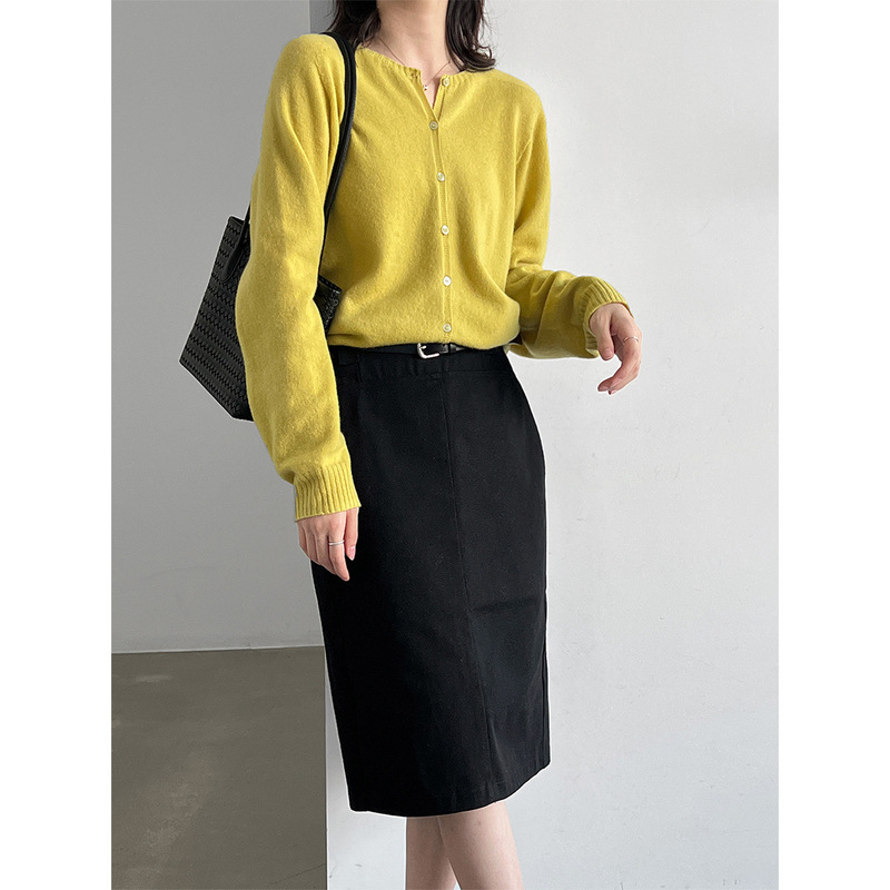 Quality~Women's Sheep Wool Knit Cardigan, Autumn 2026, Korean Old Money Style, Soft Cashmere Sweater Coat ss1077 Quality~Women's Sheep Wool Knit Cardigan, Autumn 2026, Korean Old Money Style, Soft Cashmere Sweater Coat ss1077