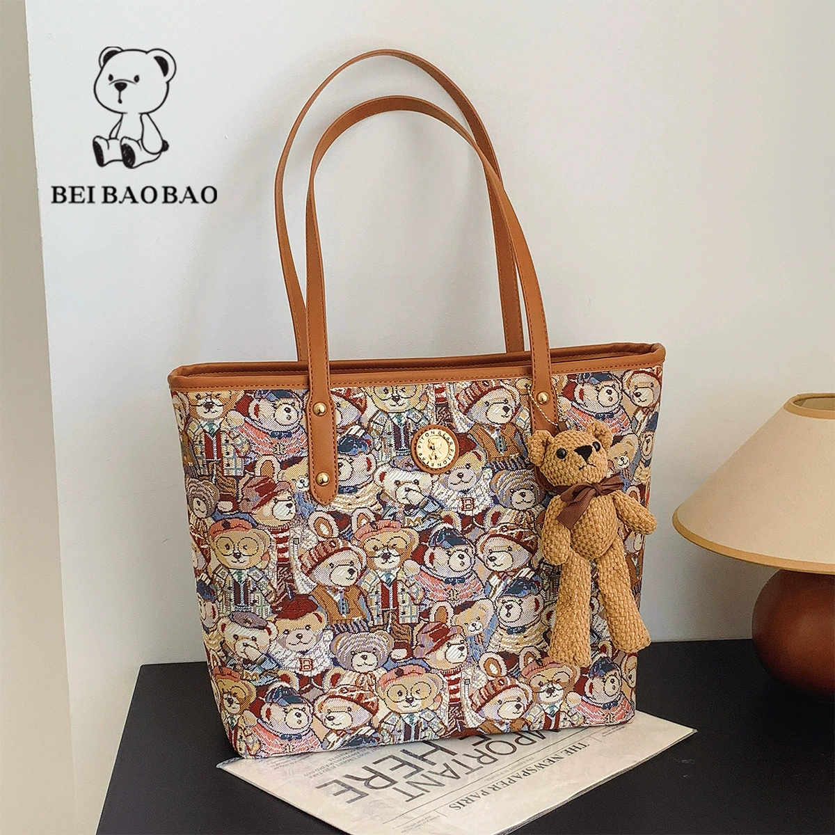 北包包 One-shoulder bag, handheld small design cartoon shoulder bag, with embroidery
