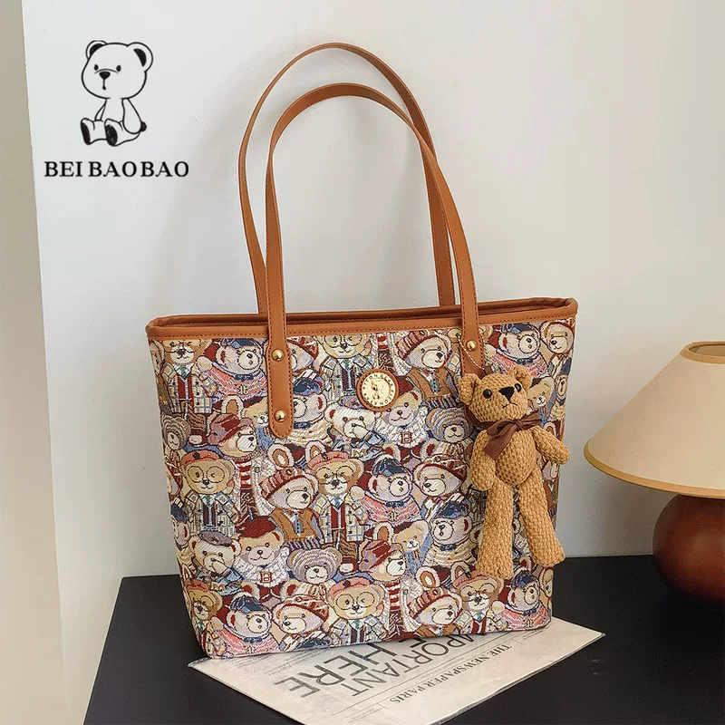 北包包 One-shoulder bag, handheld small design cartoon shoulder bag, with embroidery
