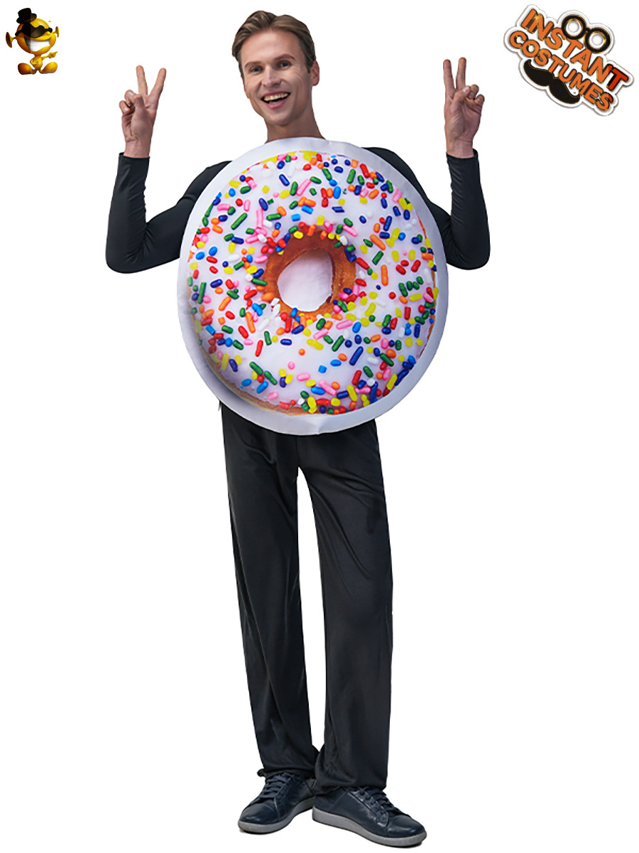 Los niños adultos de los hombres y las mujeres Funny donut traje spoof alimentos Cosplay partido apoyos del funcionamiento