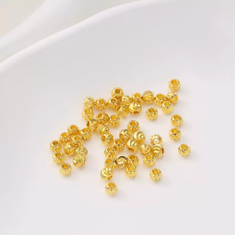 包金铜珠弯刀批花珠 diy饰品配件手链项链合金隔珠散珠高级感串珠