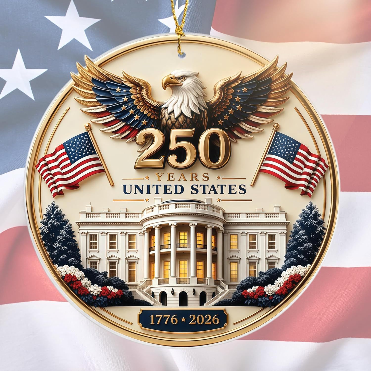 Decoración del 250 aniversario de la fundación de los Estados Unidos - Decoración del árbol de Navidad del Día de la Independencia de la Estatua de la Libertad 2D plana