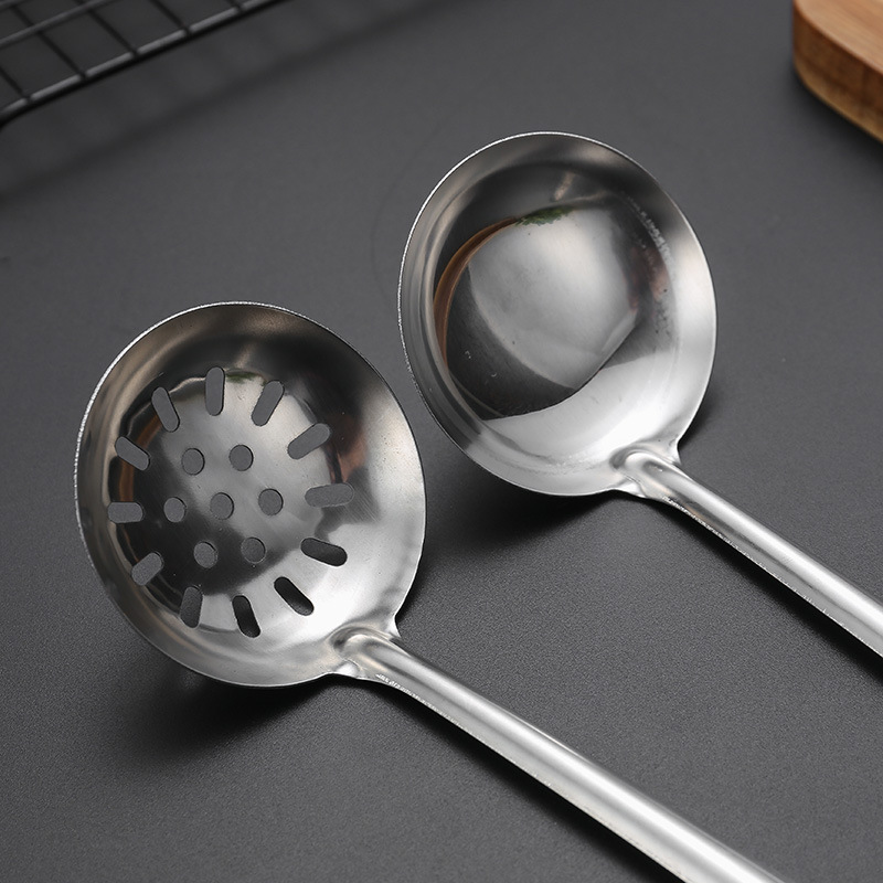 201 stainless steel spoon soup colander household long-handled spoon porridge soup shell pointed handle bare body cooking kitchenware set