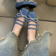 Korean Style Flat Shallow Mouth Denim Shoes Women's Spring and Summer 2025 New Style Square Toe Fashion Fairy Evening Shoes Loafers