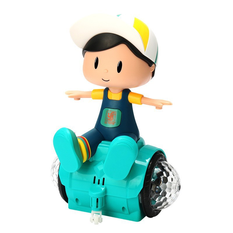 Cartoon transfronterizo acrobacias universales niños y niñas caminarán equilibrio carro girar 360 luces de colores juguetes muñecas eléctricas