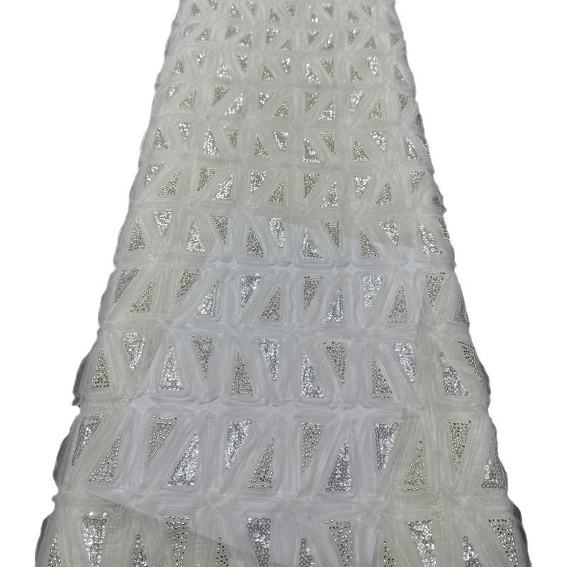 Europa y América de moda transfronteriza bordada tridimensional telas de malla de sequilla moda vestido de boda vestido de tela image 6