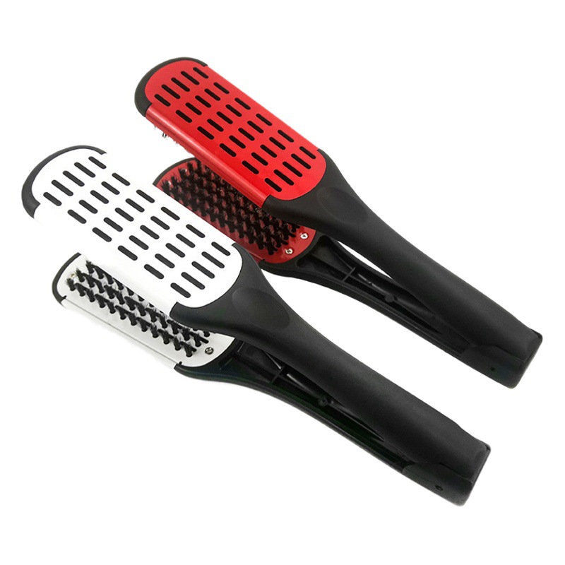 Cruzar la frontera férula peine del pelo recto estilo peine melena Peine del pelo resistente a altas temperaturas anti-estática alisado V peine