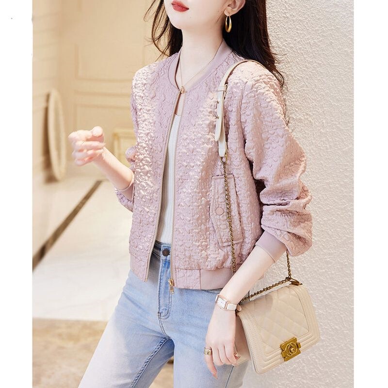 2025 Spring and Autumn New Style Small Chanel-Inspired Textured Jacket Cardigan Top Baseball Jacket Casual Coat for Women, Short and Slimming 2025 Spring and Autumn New Style Small Chanel-Inspired Textured Jacket Cardigan Top Baseball Jacket Casual Coat for Women, Short and Slimming