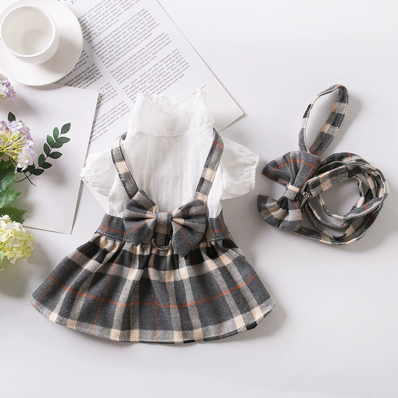 Тонкая юбка для собак с тяговым тросом, нагрудная спина, юбка принцессы интернет-знаменитостей, летняя одежда для кошек Тедди