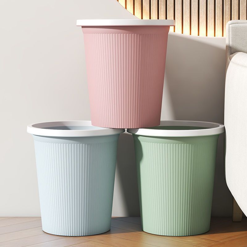One Piece Free Shipping Round Trash Can with Thickened Plastic High-Value Household Office Bathroom Waste Paper Basket