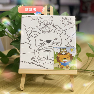 Children's DIY Oil Painting Frame Toddler Coloring Filling Picture Frame Hand-Painted Painted Frame Painting Practice 10*10 Canvas