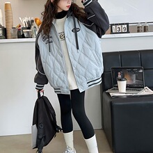 女大童外套秋冬款棉袄2025新款初中生女生撞色棉衣中学生夹棉棉服