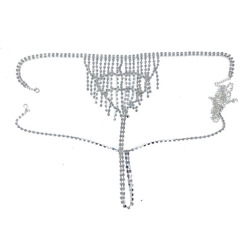 AliExpress hot selling sexy lingerie set nightclub stage show mesh rhinestone tassel body chain body chain