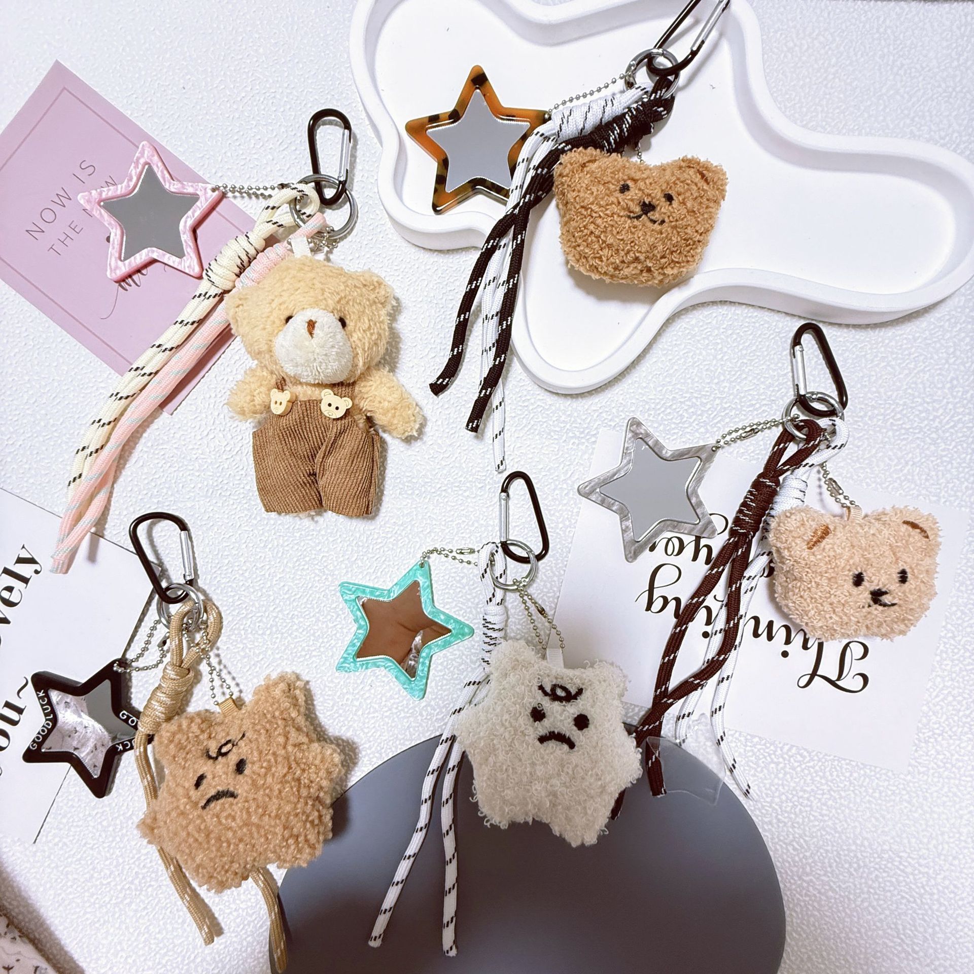 Pelusa dopamina diy Bears bolsos colgantes lindos caricaturas Bears béisbol llaveros Miu 系 colgantes de cuerda trenzada