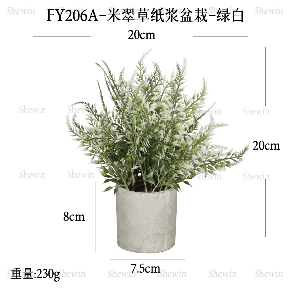 Más de 240 combinaciones populares de macetas con plantas verdes artificiales, decoraciones para el hogar, flores artificiales, bonsáis cilíndricos de pulpa de papel.