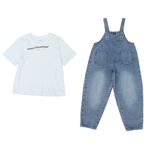 Korean style children's clothing girls' overalls children's clothing 2024 spring and summer new style medium and large children's trendy label denim overalls