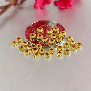 Pure Gold 999 Wheel Bead Spacer Gear Transfer Bead Spacer Bead String Bracelet Braided Rope Matching Men's and Women's DIY Accessories
