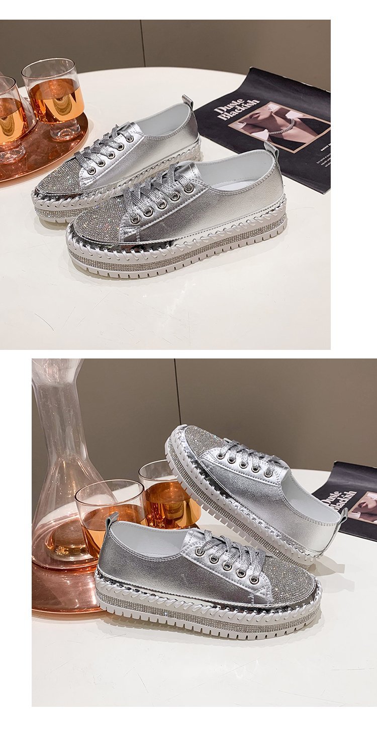 Women's Sports Solid Color Rhinestone Round Toe Flats display picture 15