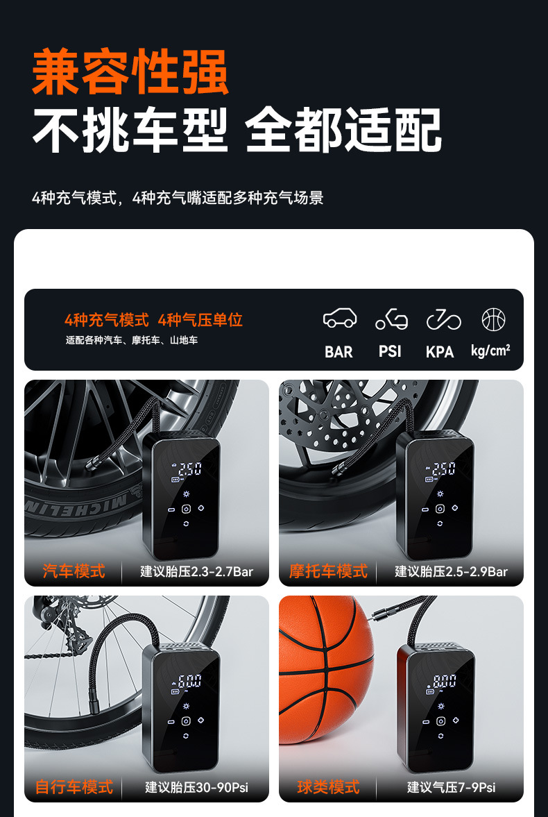 Cross-Border Car Air Pump Small Car Air Pump Portable Digital Display Air Pump Electric Fast Charging Air Pump