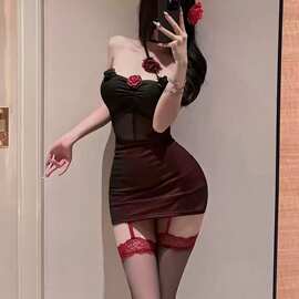 性感情趣内衣纯欲挂脖抹胸调情性趣服装修身显瘦连衣裙套装129