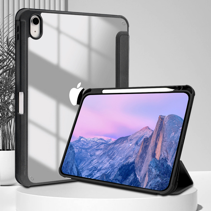 IPad保護カバー2025pad11アクリル三つ折りペン溝皮カバーpro13新型air5保護ケース|undefined