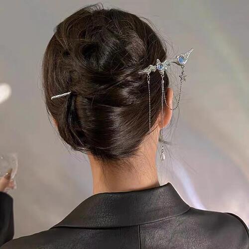 New Chinese style high-end fine glitter flower cat's eye hairpin for women, long tassels, ancient style hairpin for cheongsam and long tassels.