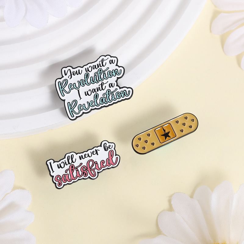Hamilton Musical Brooch, Band-Aid-Shaped Metal Badge with Classic Quotes, Personalized Clothing Accessory for Fans Hamilton Musical Brooch, Band-Aid-Shaped Metal Badge with Classic Quotes, Personalized Clothing Accessory for Fans