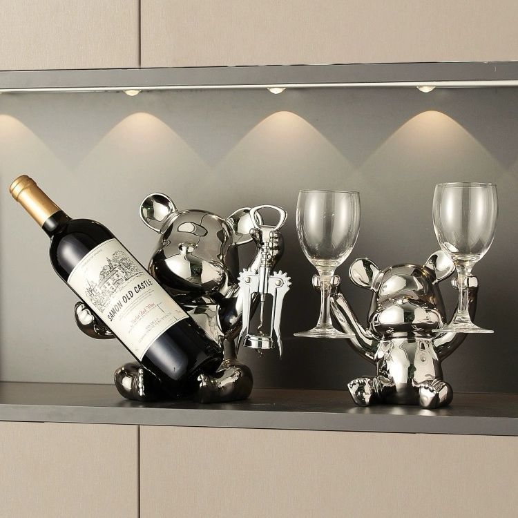 Violence Bear Creative High-end Living Room Wine Rack Ornaments Wine Cabinet Decorations Home Entrance Dining Table TV Cabinet Decoration