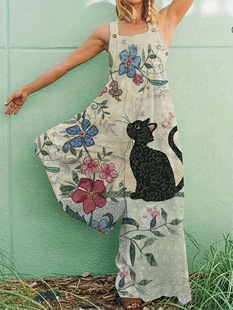 E 13517 Sweet Floral Print Overalls ӡ������ѝ