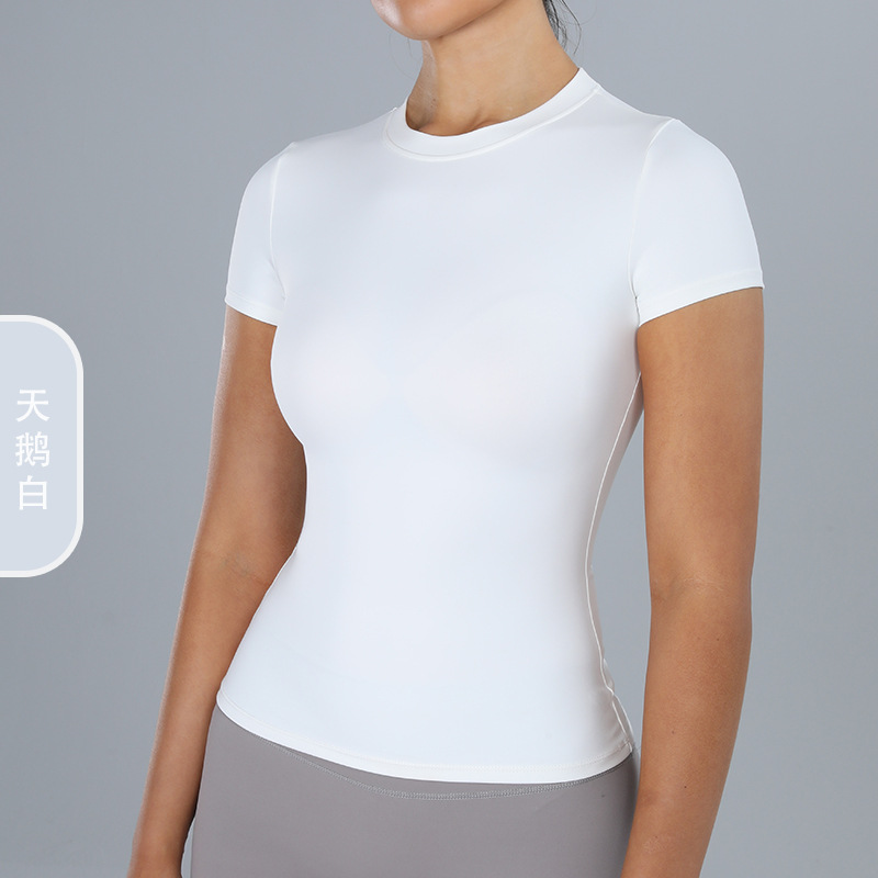 Camiseta de primavera europea y americana, ropa de yoga de manga corta, camiseta deportiva de correr al aire libre, camiseta deportiva de manga corta para mujeres 8519