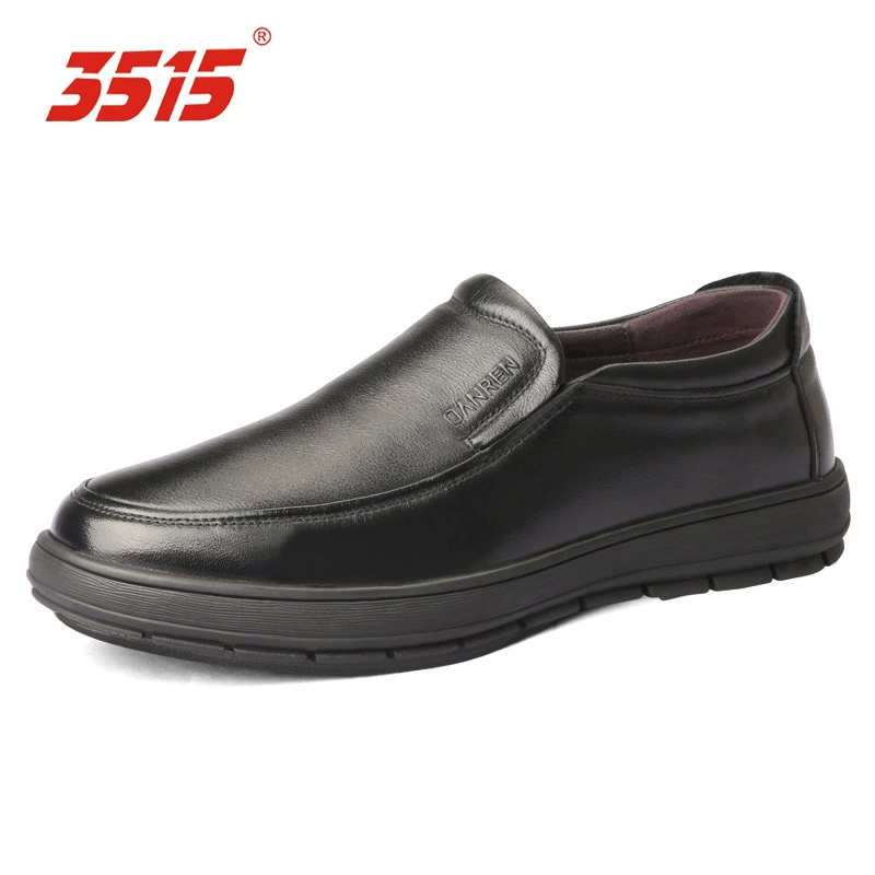 Мужские черные кожаные туфли Jihua 3515, деловой формальный стиль, британские повседневные рабочие туфли на шнуровке, удобные и универсальные.